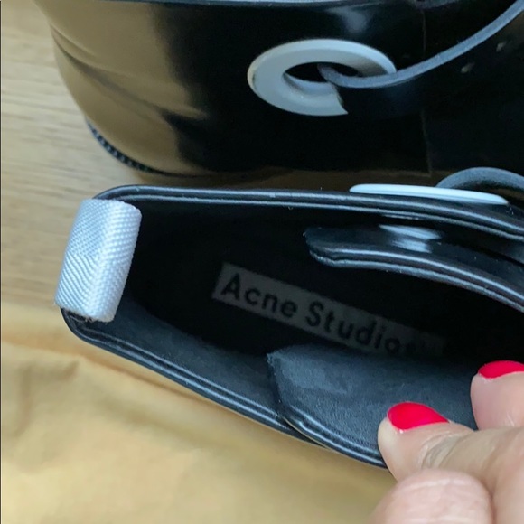 Acne Booties with White buckle accents. - Picture 7 of 8
